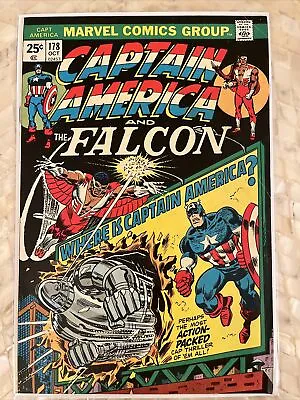 Buy Captain America #178 1st App Roscoe Simmons Marvel Comics 1974 Vintage • 8.03£