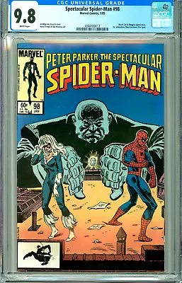 Buy SPECTACULAR SPIDER-MAN 98 CGC 9.8 WP 1st THE SPOT Black Cat KINGPIN Marvel 1985 • 191.74£