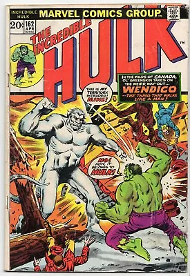 Buy Incredible Hulk #162 VG- 3.5 1973 Key First Appearance Of Wendigo • 48.25£
