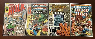 Buy Marvel Lot Hulk 133 1970, Captain America 140, Fantastic Four 92 & Luke Cage 13 • 36.13£