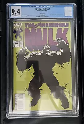 Buy Incredible Hulk #377 1991 3rd (Third) Print- CGC Graded 9.4- White Pages Rare! • 434.51£