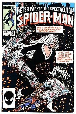 Buy SPECTACULAR SPIDER-MAN #90 F/VF, New Black Costume, Marvel Comics 1984 • 23.72£