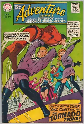 Buy Adventure Comics 373 1st Tornado Twins!  Neal Adams Cover!  Fine+  1968 DC Comic • 14.26£