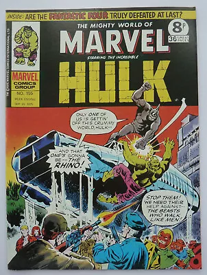 Buy Mighty World Of Marvel #155 - Hulk - Marvel UK Comic - 20 September 1975 VF- 7.5 • 5.99£