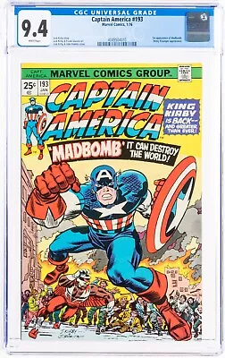 Buy Captain America #193 🌟 CGC 9.4 🌟 1st App MADBOMB! Jack Kirby Marvel Comic 1976 • 150.99£
