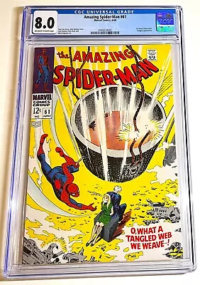 Buy AMAZING SPIDER-MAN #61 ~ 1st Gwen Stacy Cover Appearance 1968 ~ CGC 8.0 NICE! • 212.67£