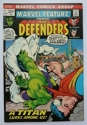 Buy Marvel Feature #3 Presents The Defenders - Marvel Comics June 1972 VF- 7.5 • 44.95£