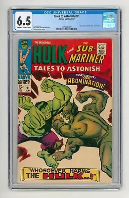 Buy Tales To Astonish #91 CGC 6.5 Hulk Versus The Abomination • 155£