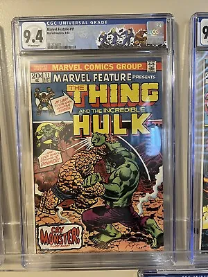 Buy Marvel Feature # 11 CGC 9.4 Off White 1st Solo Thing Hulk Cover Custom Label • 237.54£