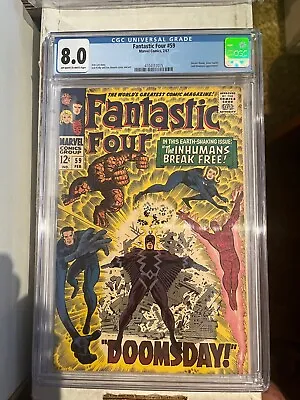 Buy Fantastic Four #59 CGC 8.0 VF, OW/W, Silver Surfer And Inhumans Appearances! • 96.38£