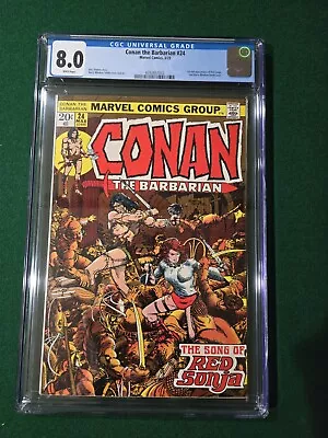 Buy Conan The Barbarian 24 CGC 8.0 White Pages 1st Full App. Red Sonja • 157.33£