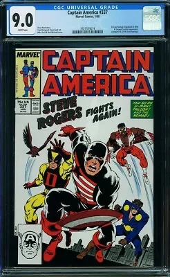 Buy Captain America #337 (Marvel, 1/88) CGC 9.0 VF/NM (Avengers #4 Homage Cover) • 62.76£