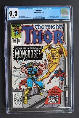 Buy THOR #391 MONGOOSE Spider-Man 1988 1st ERIC MASTERSON Aka THUNDERSTRIKE CGC 9.2 • 51.45£