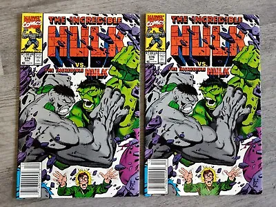 Buy (2) 1990 Marvel The Incredible HULK Vs GREY HULK #376 1st Agamemnon NEWSSTAND VF • 23.71£