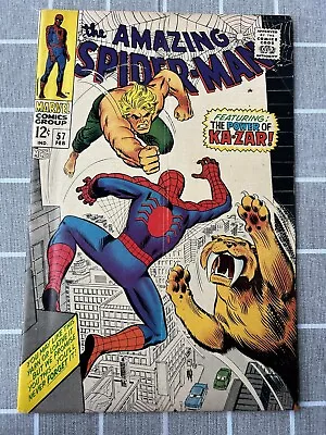 Buy The Amazing Spider-Man #57 KA-ZAR! Fine + Condition Vintage Marvel 1968 • 71.96£