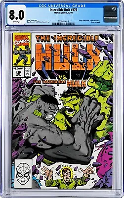 Buy Incredible Hulk #376 CGC 8.0 (Dec 1990, Marvel) Peter David Story Gray Hulk App. • 39.41£