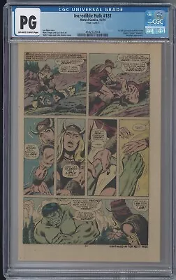 Buy Incredible Hulk #181 (Page 12 Only) 1st Full App Wolverine Marvel Comic 1974 CGC • 241.28£