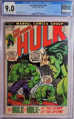 Buy 1972 Incredible Hulk 156 CGC 9.0 1st And Only Krylar Appearance. Bill Murray MCU • 339.15£