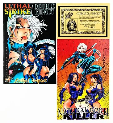 Buy Lethal Strike/Double Impact: Natural Born Killer #1 X 2 (1996) Variant W/COA NM- • 15.41£