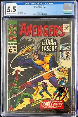 Buy Avengers #34 CGC 5.5  1966 Silver Age Marvel 1st Living Laser Amricons KS47 • 89.92£