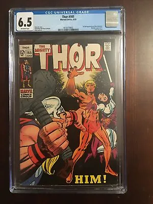 Buy Thor #165 - CGC 6.5 - Marvel - 1969 - First Full Appearance Him (Adam Warlock)! • 379.16£