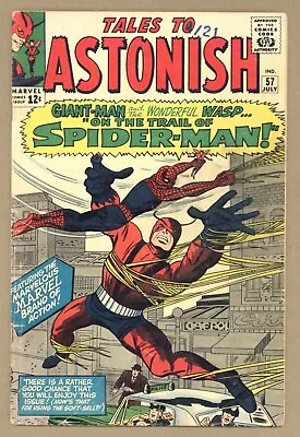 Buy Tales To Astonish 57 VG- Kirby Cover! SPIDER-MAN Giant-Man Wasp 1964 Marvel T473 • 78.37£