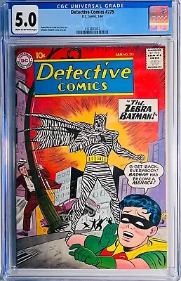 Buy 1960 Detective Comics 275 CGC 5.0 1st App Of Zebra Batman RARE • 368.08£