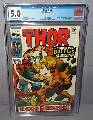 Buy THOR #166 (Him, Warlock Vs Thor Battle Cover) CGC 5.0 VG/FN Marvel Comics 1969 • 79.15£