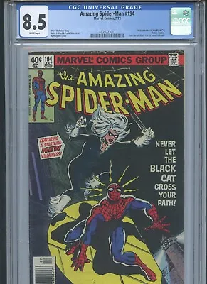 Buy Amazing Spider-Man #194 1979 CGC 8.5  (1st App Of The Black Cat)~ • 289.54£