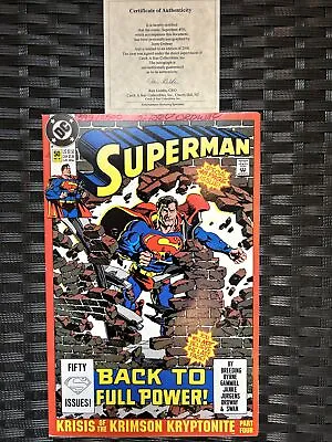 Buy 1990 DC Comics Superman #50 Signed & Numbered Jerry Ordway 593/2500 COA VF • 39.49£