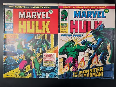 Buy The Mighty World Of Marvel Starring Hulk / Avengers #114 & #115 Marvel Uk 1974 • 0.99£