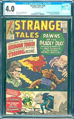 Buy Strange Tales #126 (1964) CGC 4.0 - O/w To White; 1st App. Of Clea And Dormammu • 378.47£