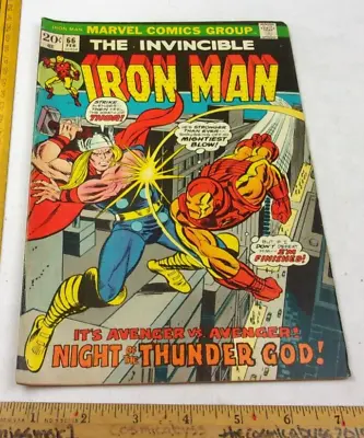 Buy The Invincible Iron Man #66 Comic Book 1970s F Vs THOR • 26.88£