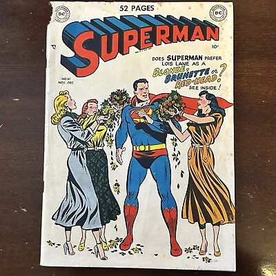 Buy Superman #61 (1949) - 1st Green Kryptonite! Origin Retold! 1st Time To Krypton! • 307.82£