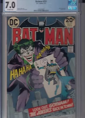 Buy Batman 251 CGC - 1973 - Classic Joker Adams Cover - 7.0 • 649.99£