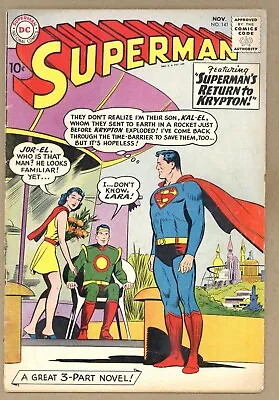 Buy Superman 141 (VG-) Jor-El, Lara, Brainiac! Jerry Siegel, Curt Swan 1960 DC V284 • 71.50£