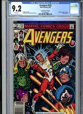 Buy Avengers #232 (1983) Marvel CGC 9.2 White Starfox Canadian Price Variant • 88.27£