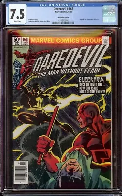Buy Daredevil # 168 CGC 7.5 White (Marvel, 1981) 1st Appearance Electra, Newsstand • 177.89£