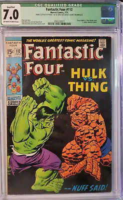 Buy 1971 Fantastic Four 112 CGC 7.0 Qualified Classic Hulk VS Thing Cover. • 221.01£