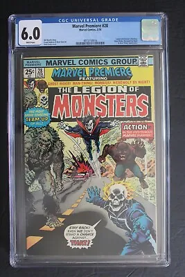 Buy MARVEL PREMIERE #28 1st LEGION OF MONSTERS Team 1976 Morbius Ghost Rider CGC 6.0 • 167.54£