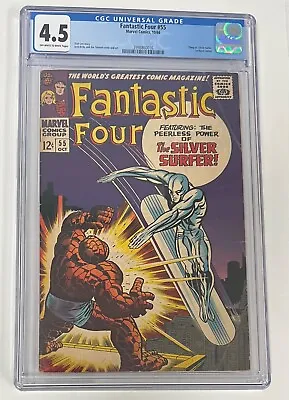 Buy Fantastic Four #55 (Marvel, 10/66) CGC 4.5 Classic Surfer Vs Thing Cover • 100.53£