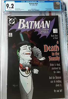 Buy Batman 429 CGC 9.2 Death In The Family AMAZING Joker Cover New Uncirculated Case • 39.52£