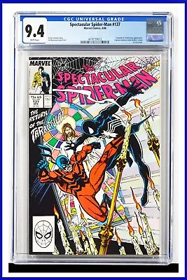 Buy Spectacular Spider-Man #137 CGC Graded 9.4 Marvel 1988 White Pages Comic Book. • 61.50£