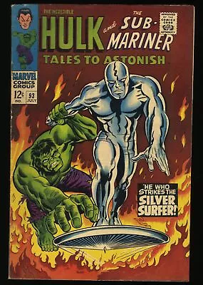 Buy Tales To Astonish #93 FN+ 6.5 Silver Surfer Vs Incredible Hulk! Marvel 1967 • 124.89£