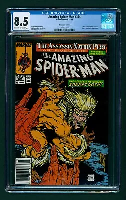 Buy Amazing Spider-man #324 CGC 8.5!! NEWSSTAND VARIANT! Todd McFarlane! Sabretooth! • 54.63£
