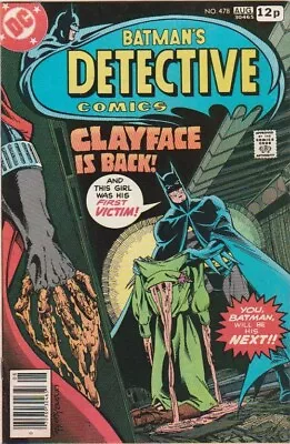 Buy Detective Comics #478 DC 1979 1st App (3rd) Clayface VFN+ Classic Rogers • 25£