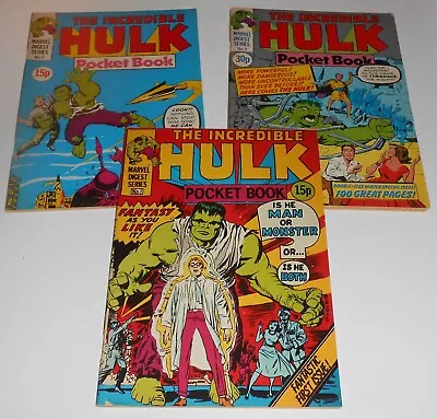Buy 3x INCREDIBLE HULK POCKET BOOK No.1 2 3 Lot Marvel UK 1980 Stan Lee Jack Kirby • 45£