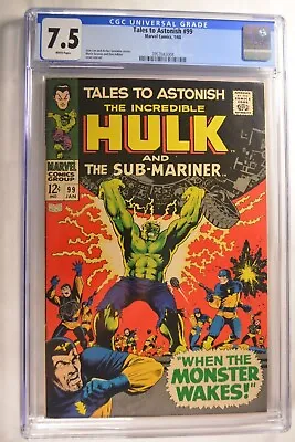 Buy Tales To Astonish Incredible Hulk #99 CGC 7.5  White Pgs.  Marvel 1/68  • 217.07£