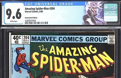 Buy Amazing Spider-man #204 CGC 9.6 NM+ NEWSSTAND Custom Blackcat Label Marvel 1980 • 110.03£