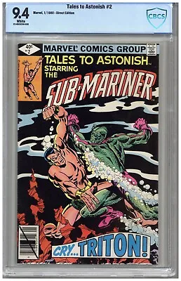 Buy Tales To Astonish  # 2   CBCS   9.4    NM   White Pages   1/80   Direct Edition • 52.21£